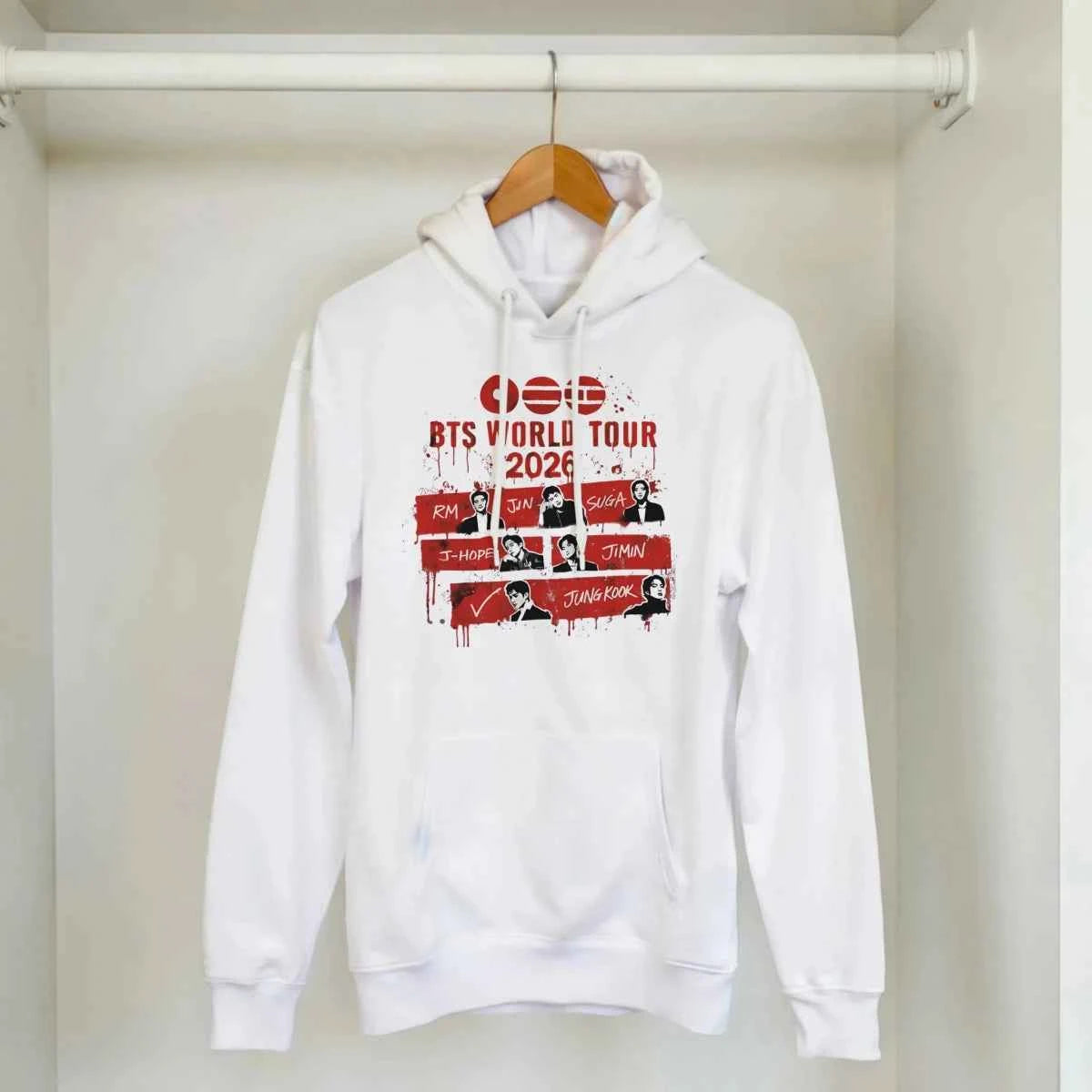 Sweat à Capuche Kpop BTS « World Tour 2026 » | Design Officiel avec les 7 Membres - Unisexe Homme & Femme