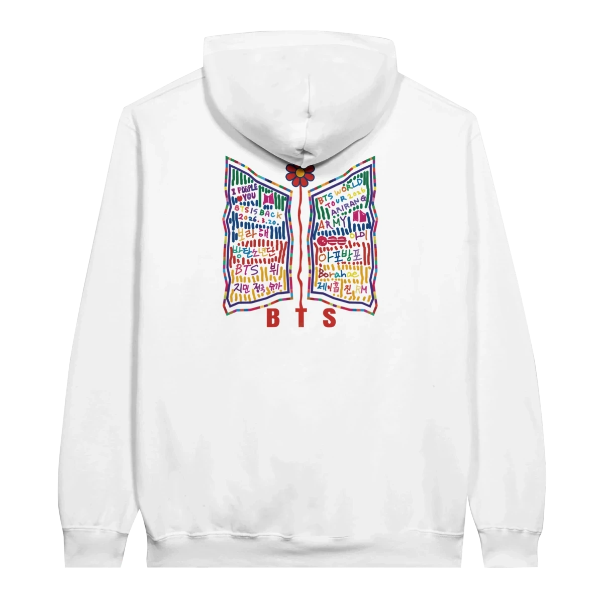 Sweat à Capuche Kpop Officiel BTS World Tour | Design « Love Yourself » avec Logo Rouge - Unisexe pour ARMY