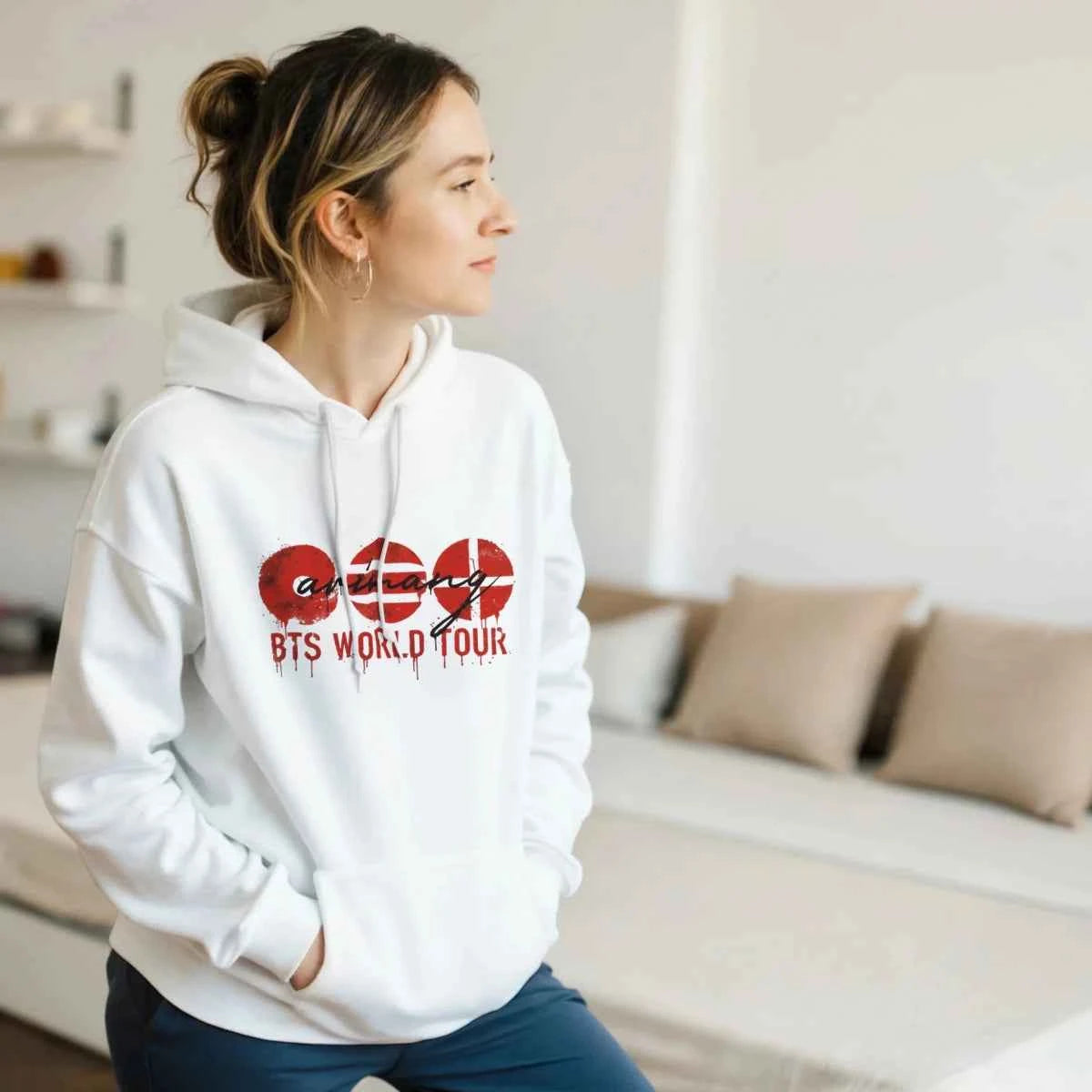 Sweat à Capuche Kpop Officiel BTS World Tour | Design « Love Yourself » avec Logo Rouge - Unisexe pour ARMY
