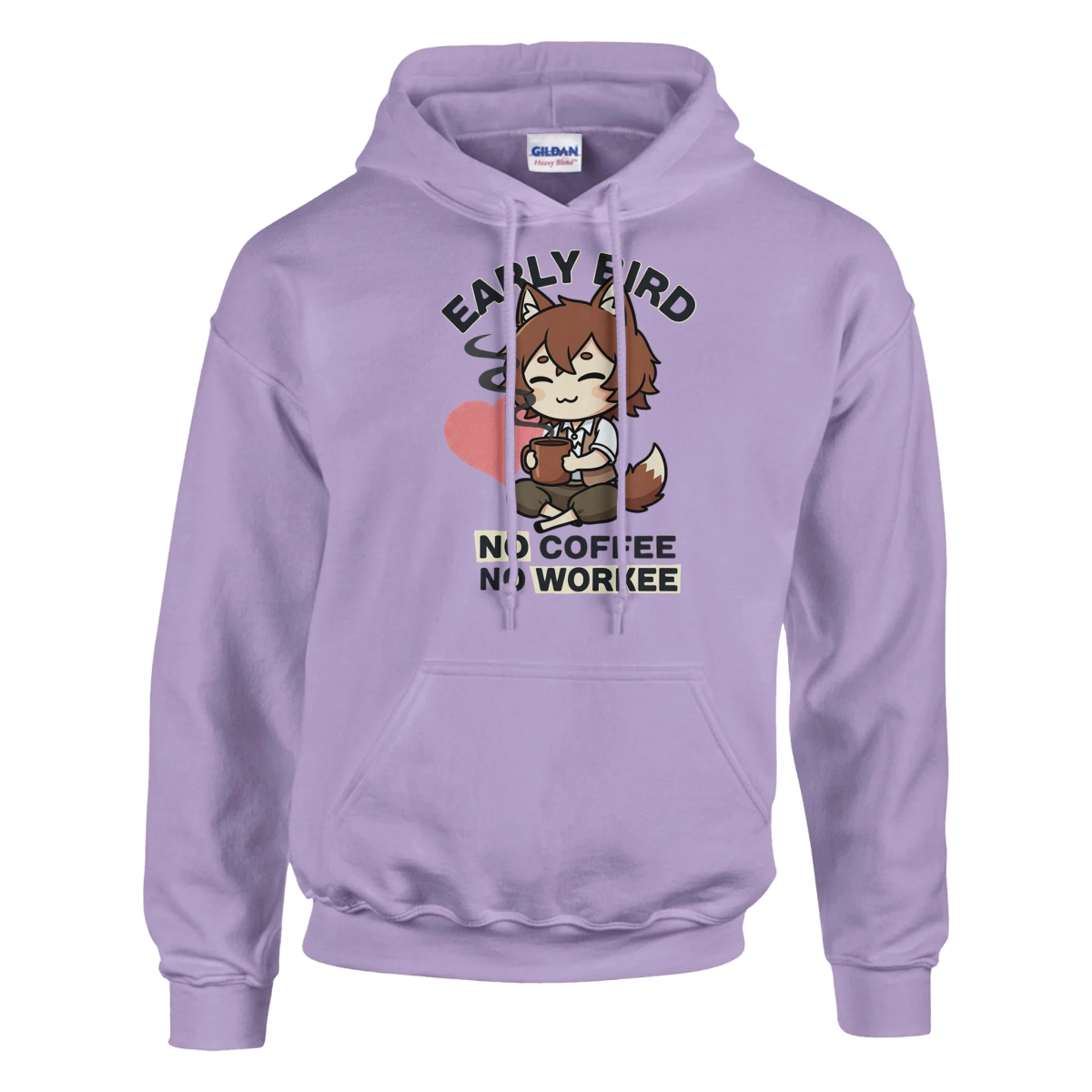 Sweat à Capuche Unisexe "Ruka avec Café" - Message No Coffee No Workee Sweat-shirt - KAWAII FAVIE