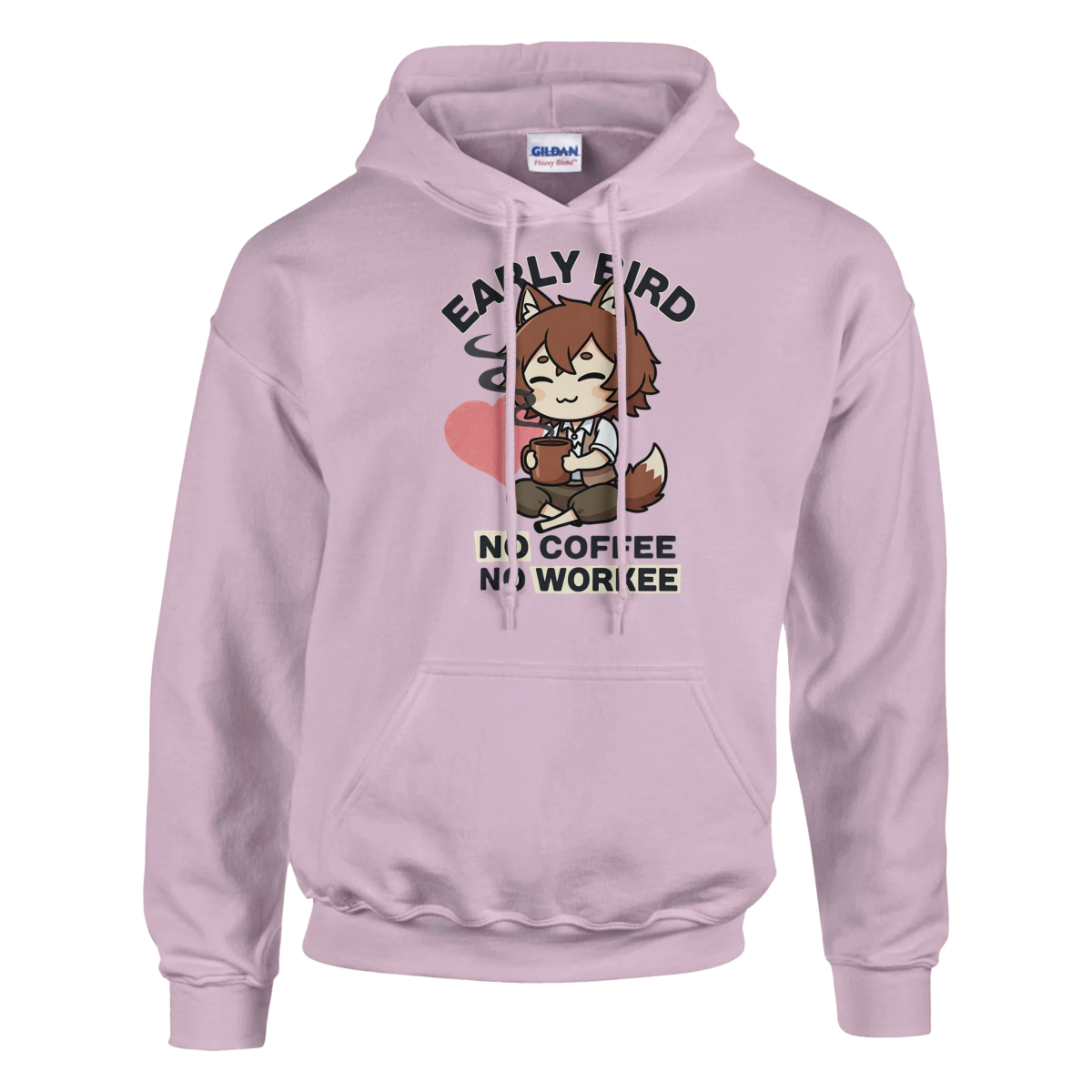 Sweat à Capuche Unisexe "Ruka avec Café" - Message No Coffee No Workee Sweat-shirt - KAWAII FAVIE