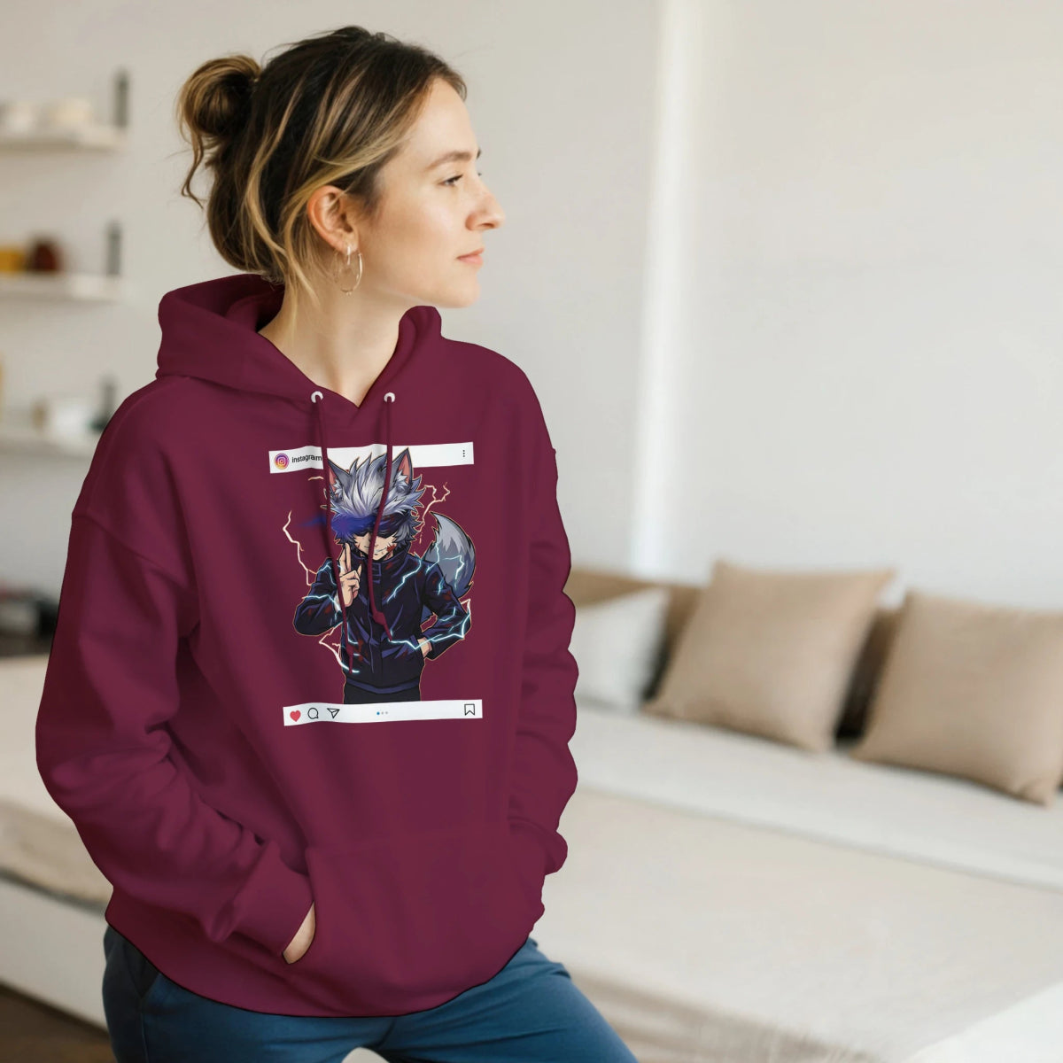 Sweat à Capuche Unisexe Ruka Cos Gojo Pleine Puissance | Jujutsu Kaisen - Style Instagram Sweat - KAWAII FAVIE