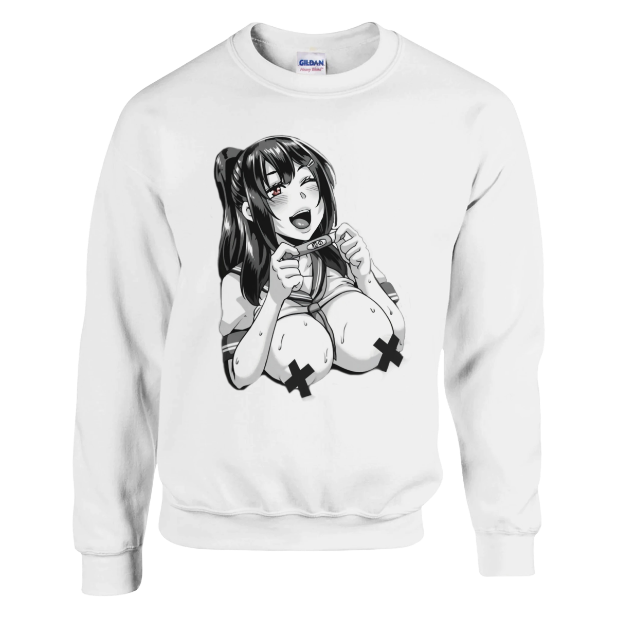 Sweat-shirt à Col Rond Unisexe | Jeune Fille à l'Expression Vive - Hentai - Design Graphique Sweat-shirt - KAWAII FAVIE
