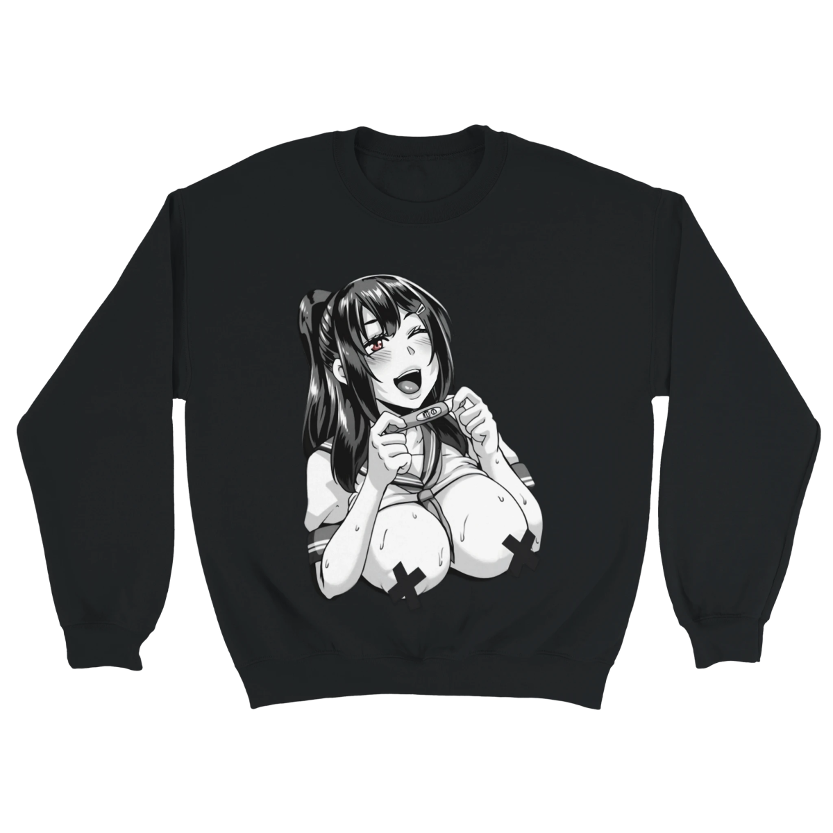Sweat-shirt à Col Rond Unisexe | Jeune Fille à l'Expression Vive - Hentai - Design Graphique Sweat-shirt - KAWAII FAVIE