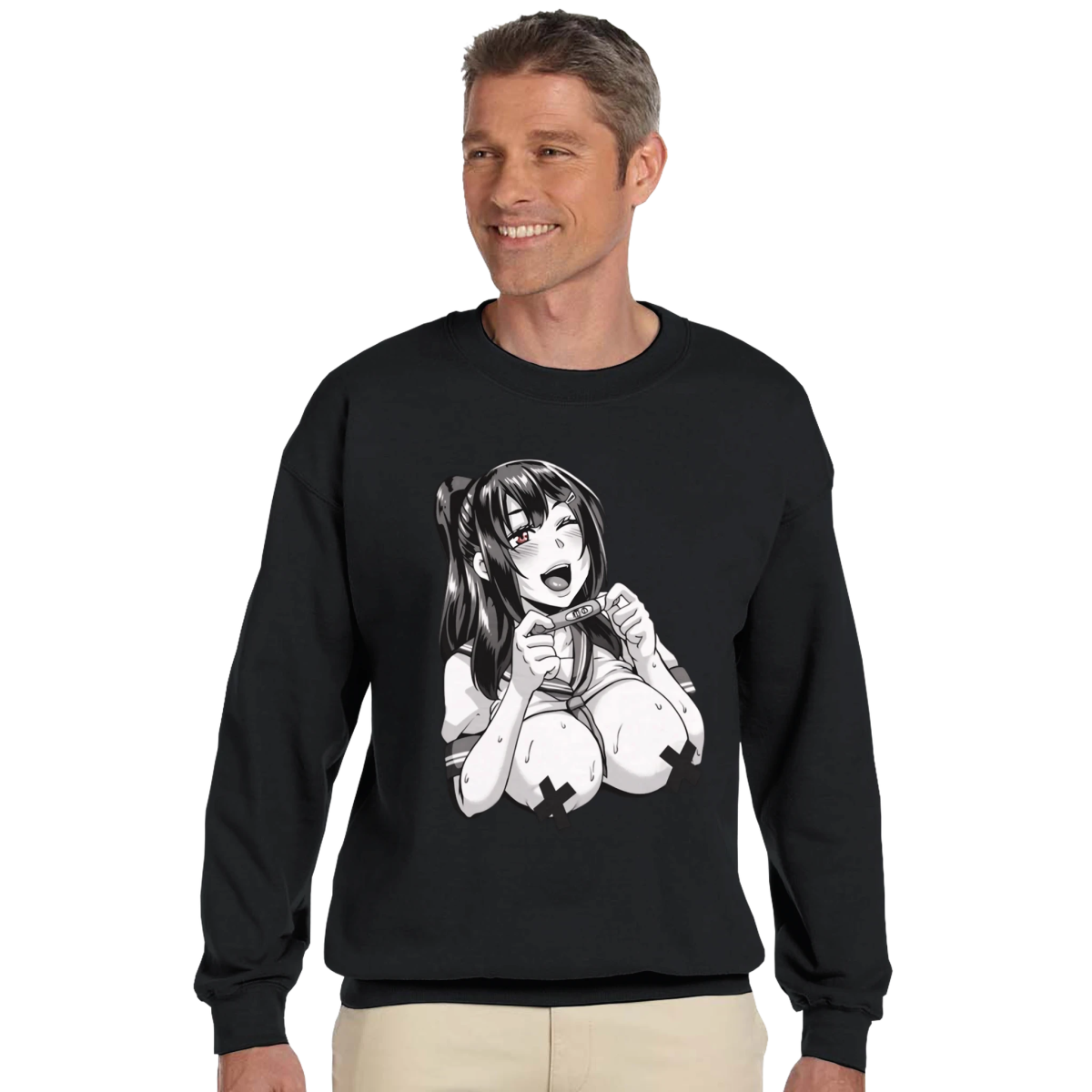 Sweat-shirt à Col Rond Unisexe | Jeune Fille à l'Expression Vive - Hentai - Design Graphique Sweat-shirt - KAWAII FAVIE