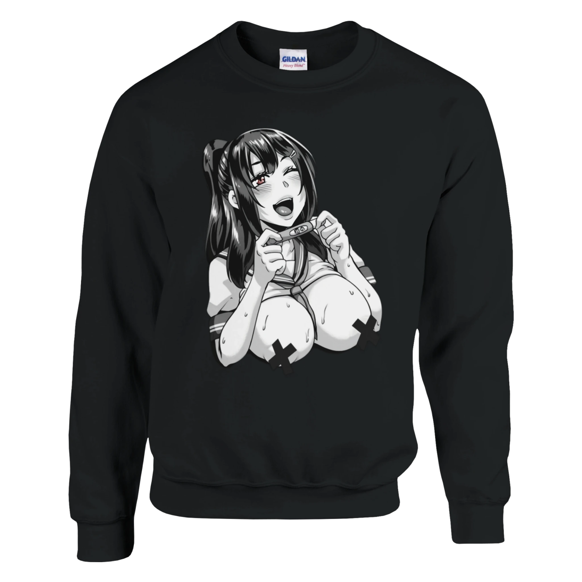 Sweat-shirt à Col Rond Unisexe | Jeune Fille à l'Expression Vive - Hentai - Design Graphique Sweat-shirt - KAWAII FAVIE