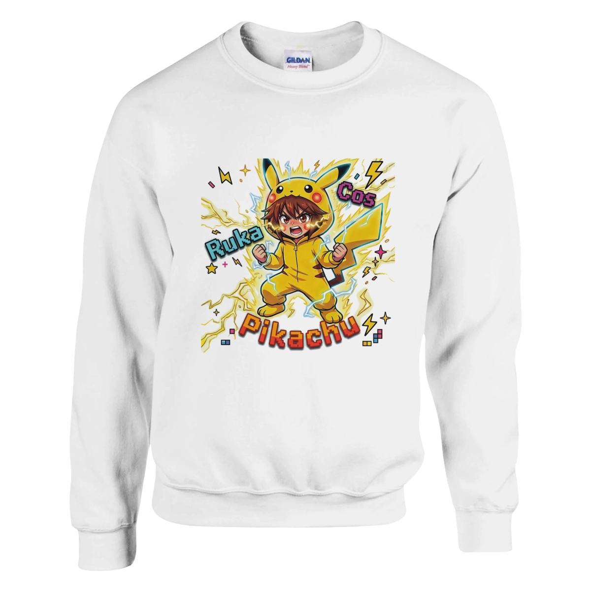 Sweat-shirt Crewneck Unisexe - Ruka en Pikachu Full Power | Pokémon Sweat-shirt - KAWAII FAVIE