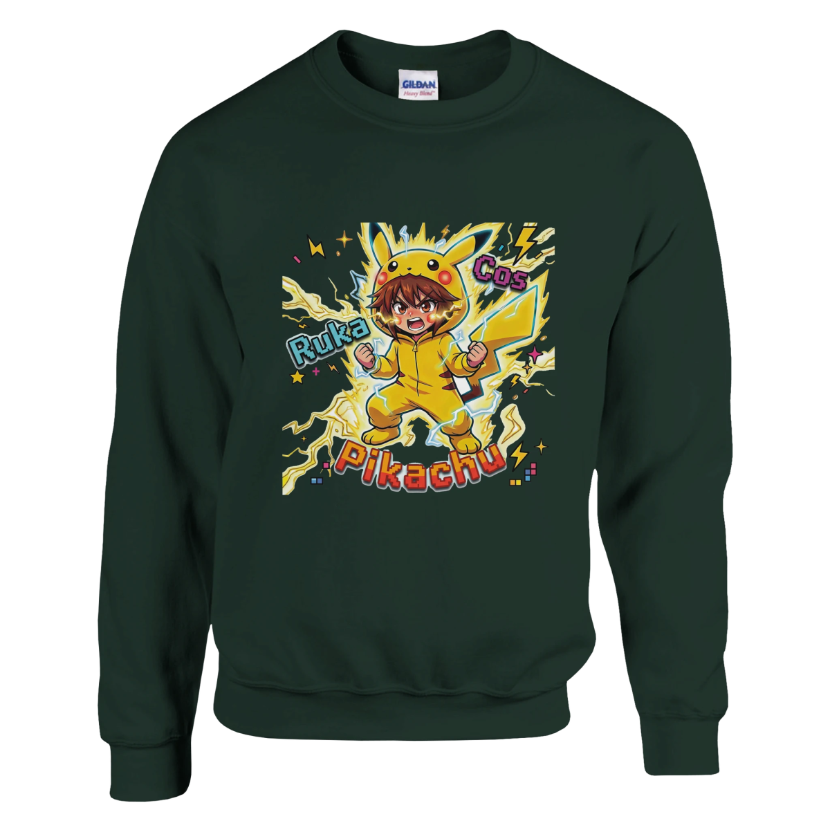 Sweat-shirt Crewneck Unisexe - Ruka en Pikachu Full Power | Pokémon Sweat-shirt - KAWAII FAVIE