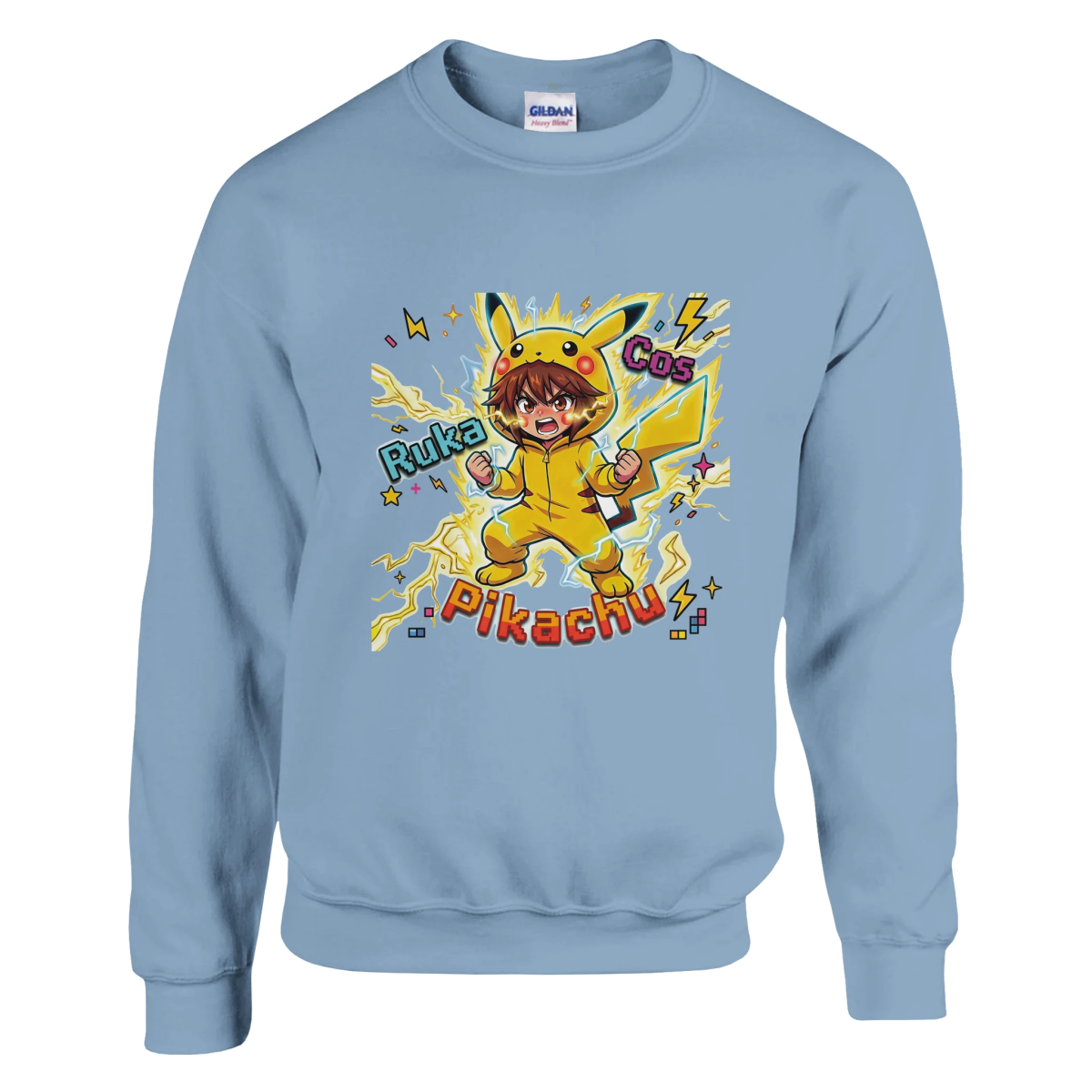 Sweat-shirt Crewneck Unisexe - Ruka en Pikachu Full Power | Pokémon Sweat-shirt - KAWAII FAVIE