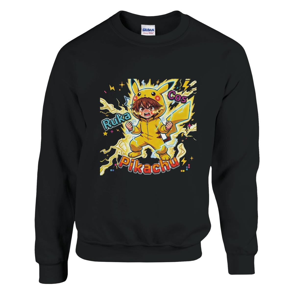 Sweat-shirt Crewneck Unisexe - Ruka en Pikachu Full Power | Pokémon Sweat-shirt - KAWAII FAVIE