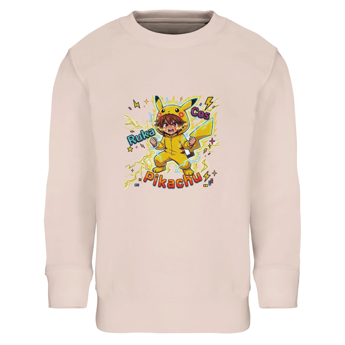Sweat-shirt Enfant Éco - responsable | Ruka et Pikachu Pleine Puissance - Pokémon Sweat-shirt - KAWAII FAVIE