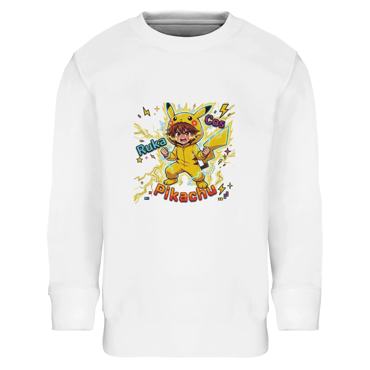 Sweat-shirt Enfant Éco - responsable | Ruka et Pikachu Pleine Puissance - Pokémon Sweat-shirt - KAWAII FAVIE