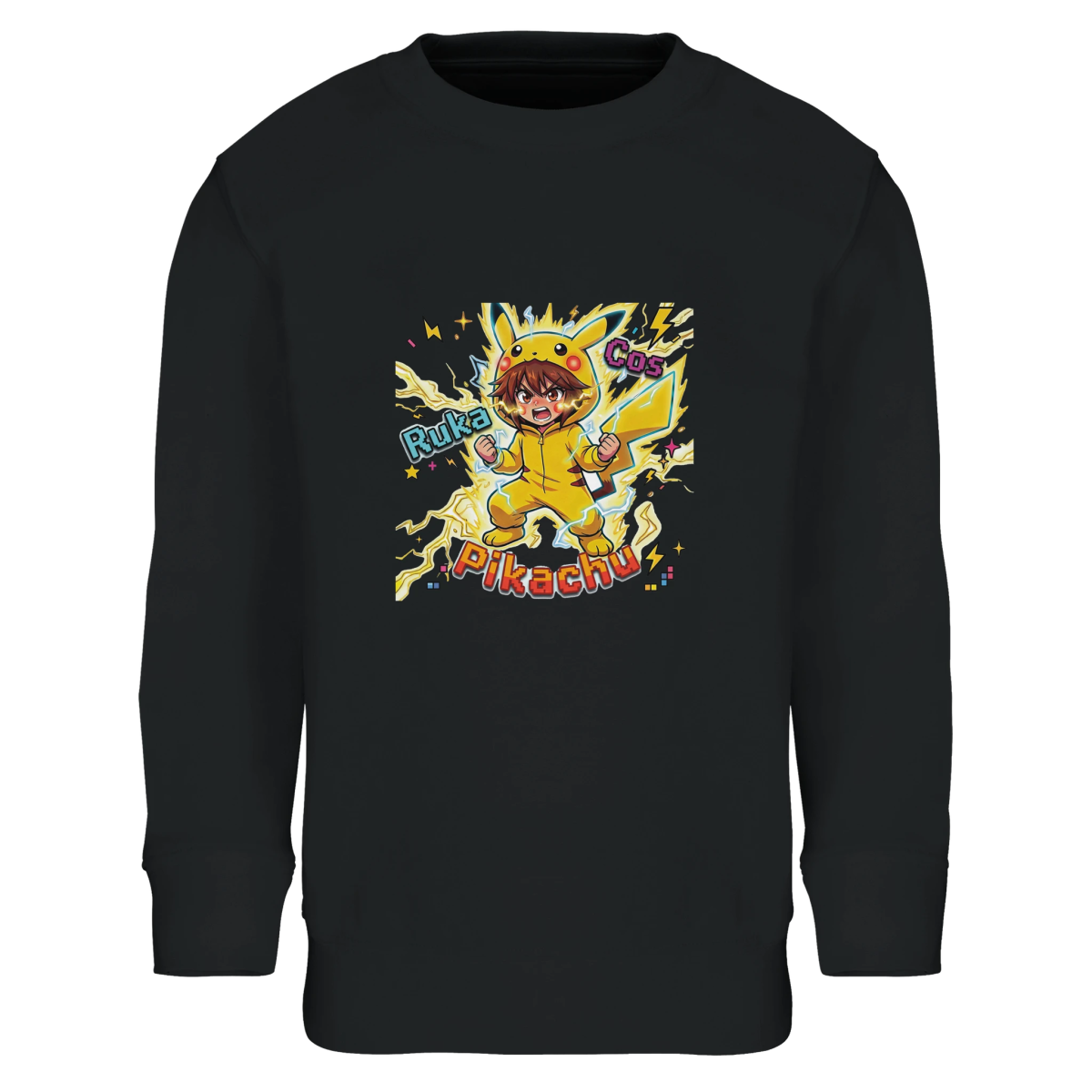 Sweat-shirt Enfant Éco - responsable | Ruka et Pikachu Pleine Puissance - Pokémon Sweat-shirt - KAWAII FAVIE
