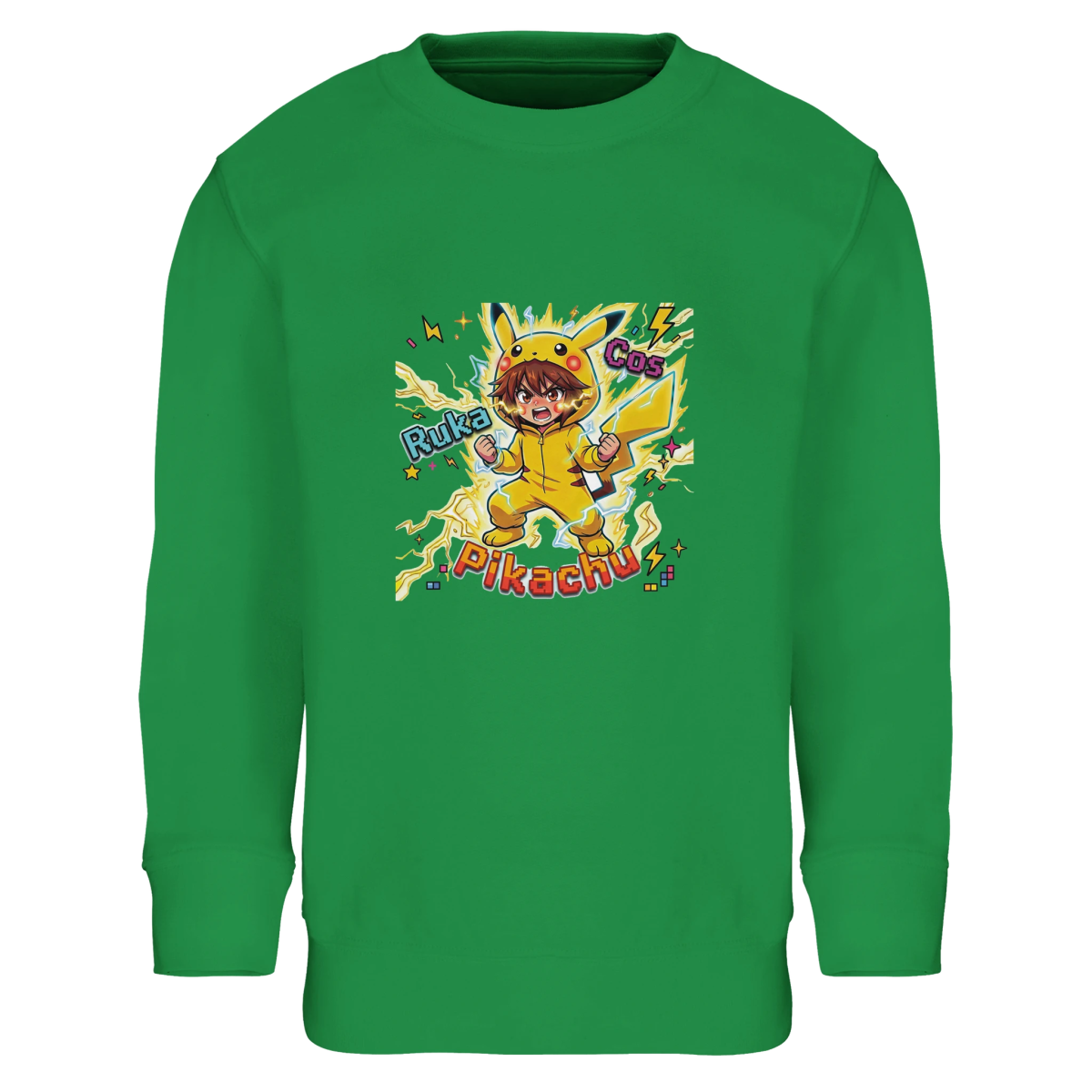 Sweat-shirt Enfant Éco - responsable | Ruka et Pikachu Pleine Puissance - Pokémon Sweat-shirt - KAWAII FAVIE