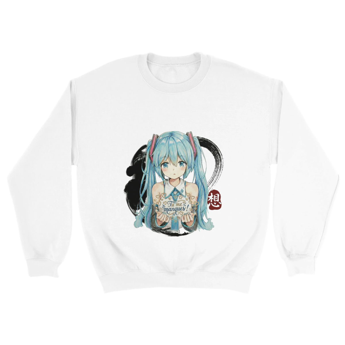 Sweat-shirt Unisexe | Hatsune Miku « Tu me manques ! » Print Material - KAWAII FAVIE