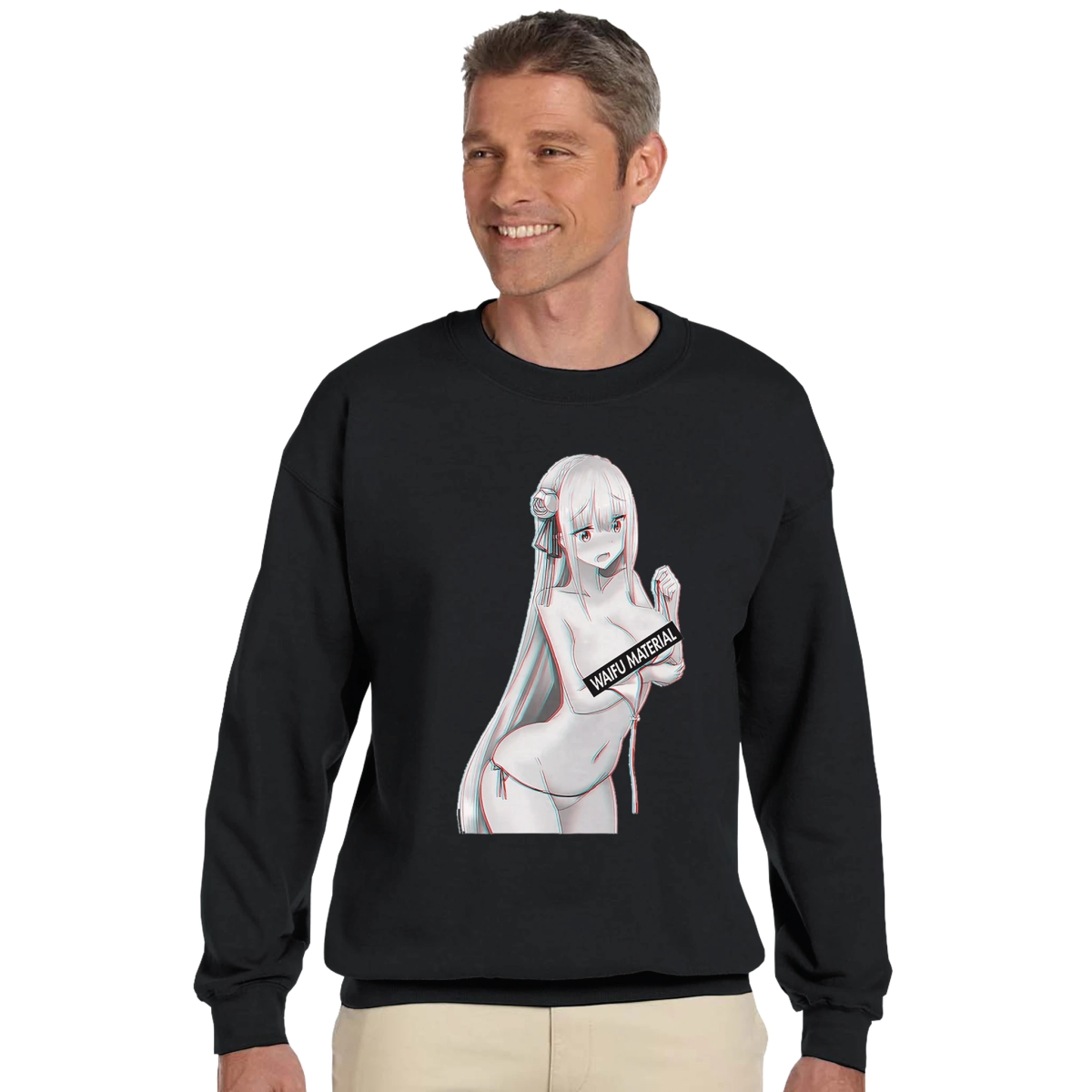 Sweatshirt Unisex à Imprimé Emilia Waifu | Design Anime Personnalisé Sweat-shirt - KAWAII FAVIE