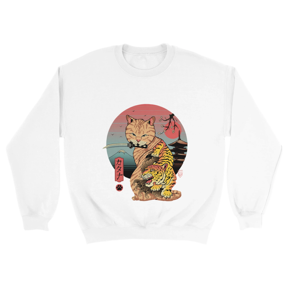 Sweatshirt Unisexe | Collection Chat & Tigre Samouraï | Style Japonais Sweat-shirt - KAWAII FAVIE