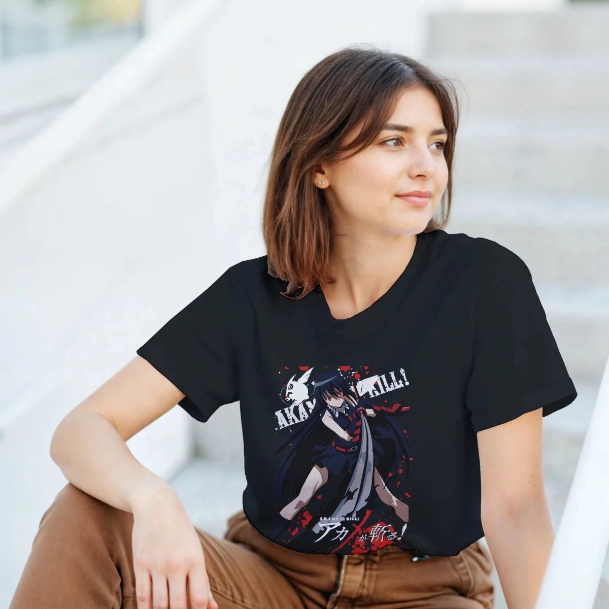 T-shirt 100% Coton Akame Ga Kill - Style Anime Gothique & Instagrammable T-shirt - KAWAII FAVIE