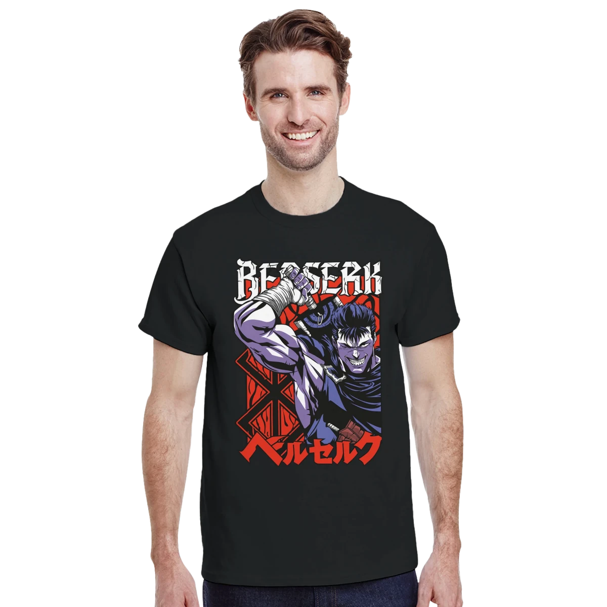 T-shirt 100% coton - Berserk Guts 'Guerrier Noir' - Style Anime Manga Streetwear T-shirt - KAWAII FAVIE