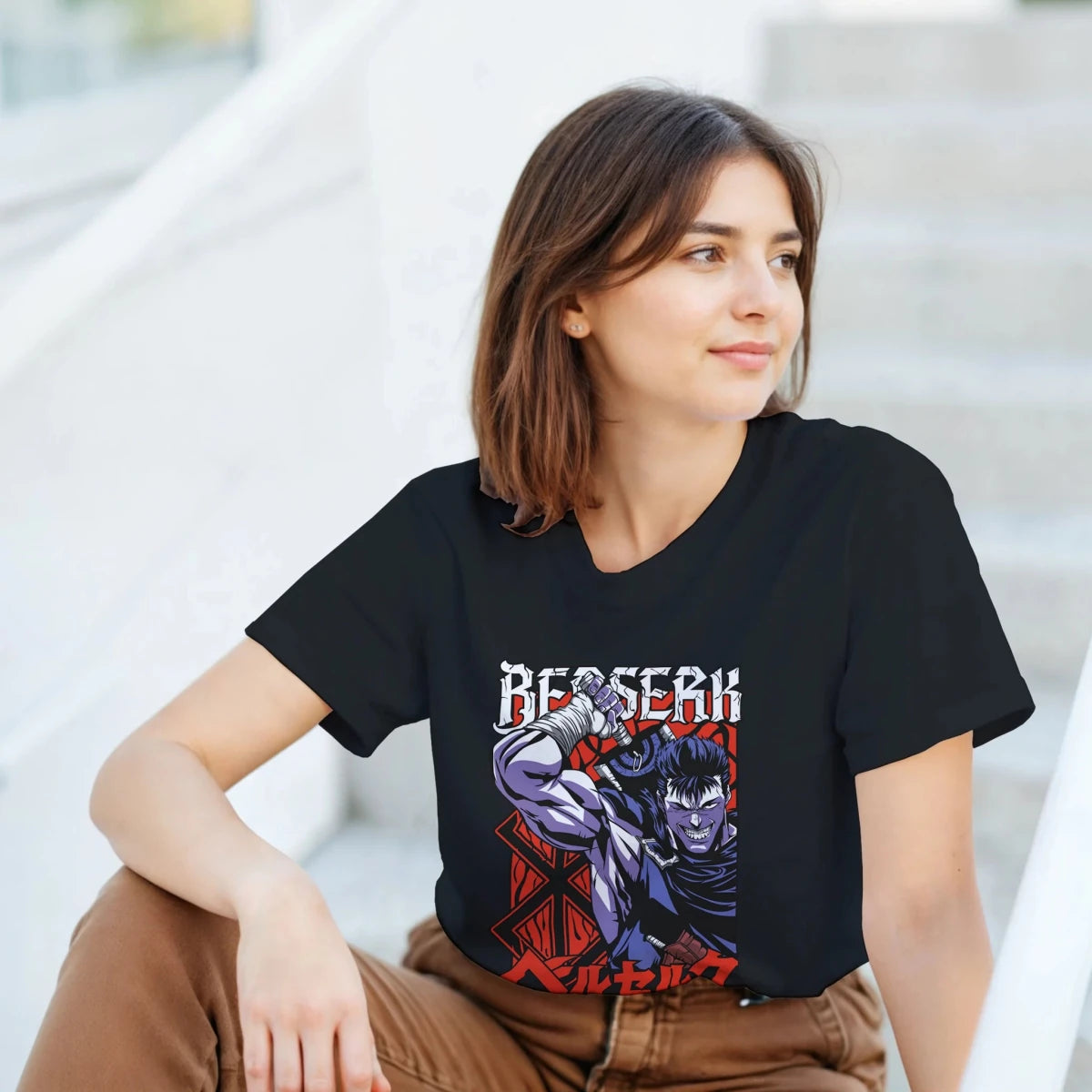 T-shirt 100% coton - Berserk Guts 'Guerrier Noir' - Style Anime Manga Streetwear T-shirt - KAWAII FAVIE