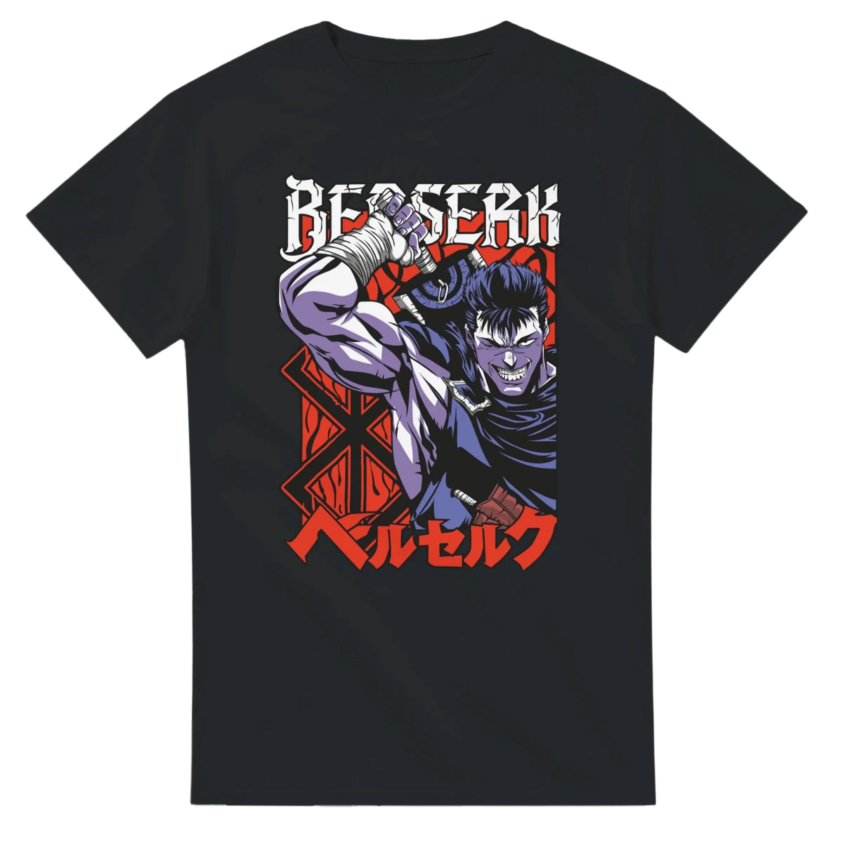 T-shirt 100% coton - Berserk Guts 'Guerrier Noir' - Style Anime Manga Streetwear T-shirt - KAWAII FAVIE