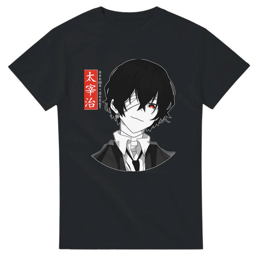 T-shirt 100% Coton Noir - Dazai Osamu (Bungo Stray Dogs) Style Anime Red Eyes T-shirt - KAWAII FAVIE