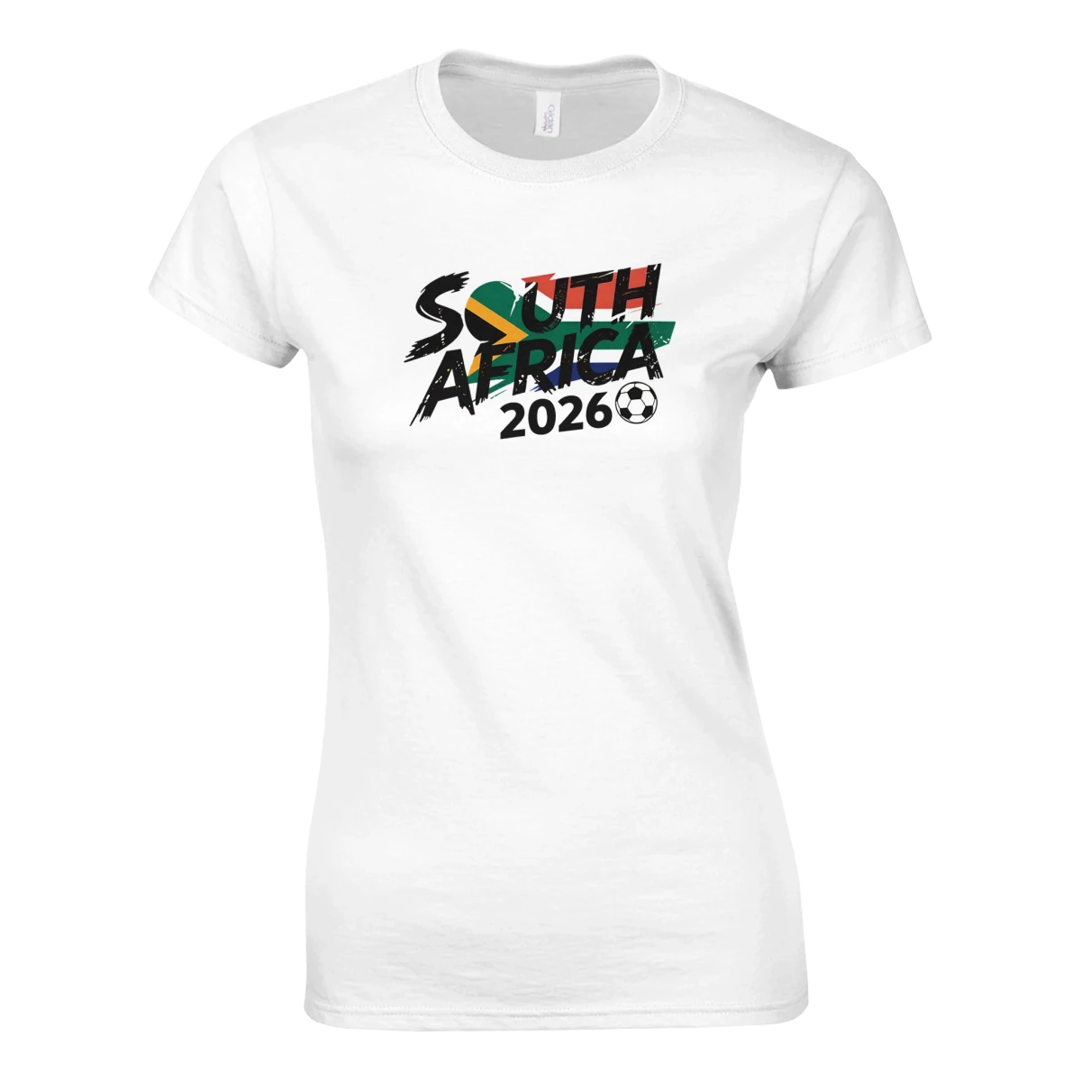T-shirt Afrique du Sud 2026 Grunge - Design Coupe du Monde Football | Maillot Supporters Femme Personnalisable T-shirt- KAWAII FAVIE