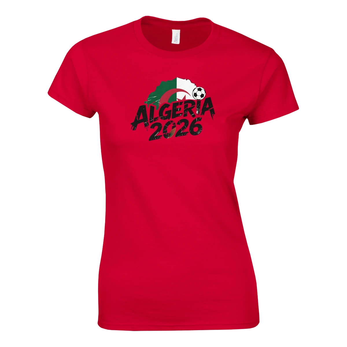 T-shirt Algérie 2026 Grunge - Design Coupe du Monde | Maillot Supporters Vert et Rouge pour femme T-shirt- KAWAII FAVIE