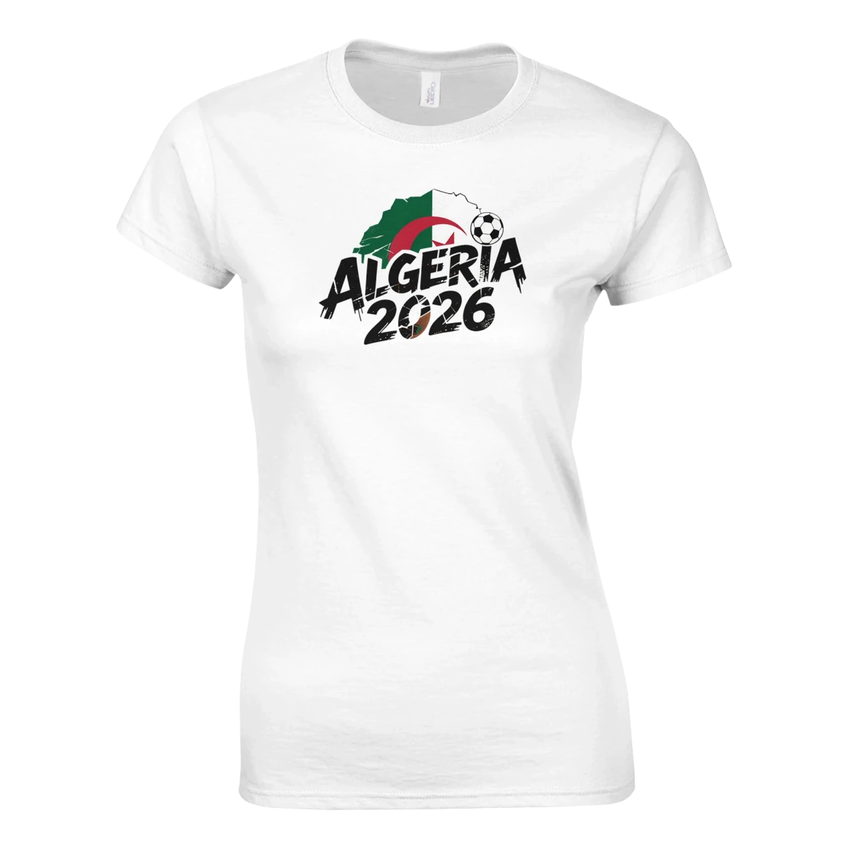 T-shirt Algérie 2026 Grunge - Design Coupe du Monde | Maillot Supporters Vert et Rouge pour femme T-shirt- KAWAII FAVIE