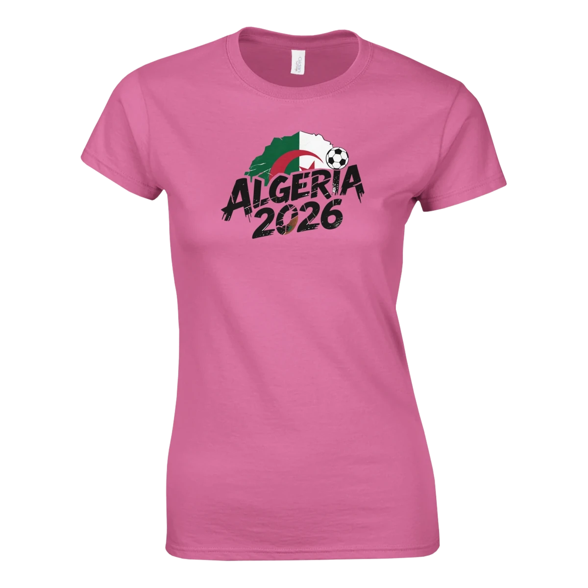 T-shirt Algérie 2026 Grunge - Design Coupe du Monde | Maillot Supporters Vert et Rouge pour femme T-shirt- KAWAII FAVIE
