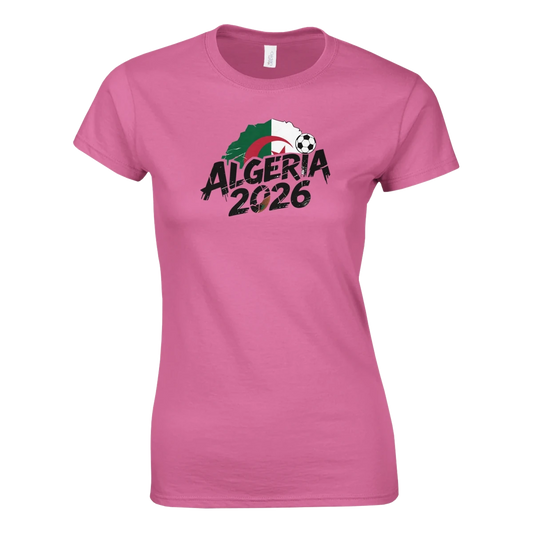 T-shirt Algérie 2026 Grunge - Design Coupe du Monde | Maillot Supporters Vert et Rouge pour femme T-shirt- KAWAII FAVIE