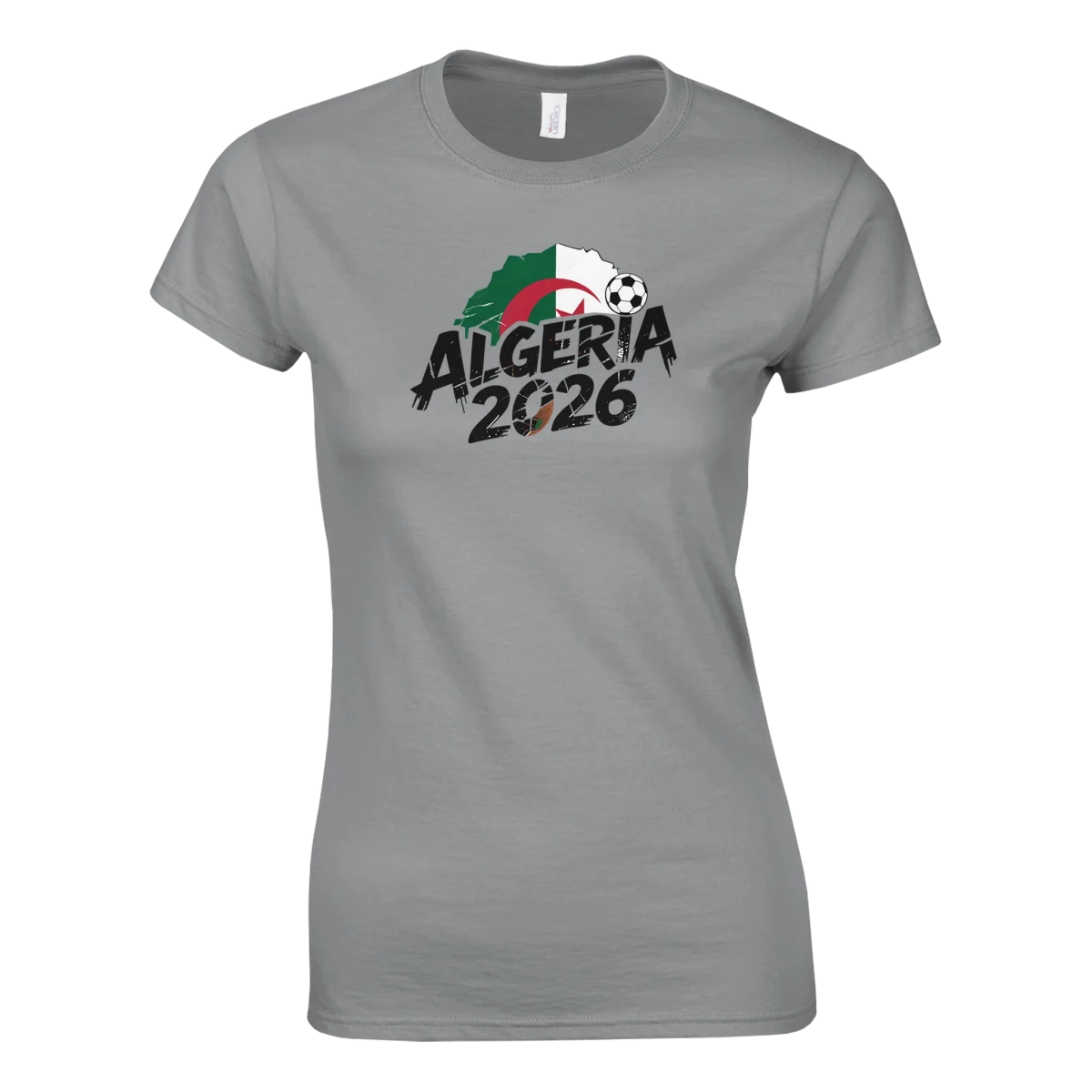 T-shirt Algérie 2026 Grunge - Design Coupe du Monde | Maillot Supporters Vert et Rouge pour femme T-shirt- KAWAII FAVIE
