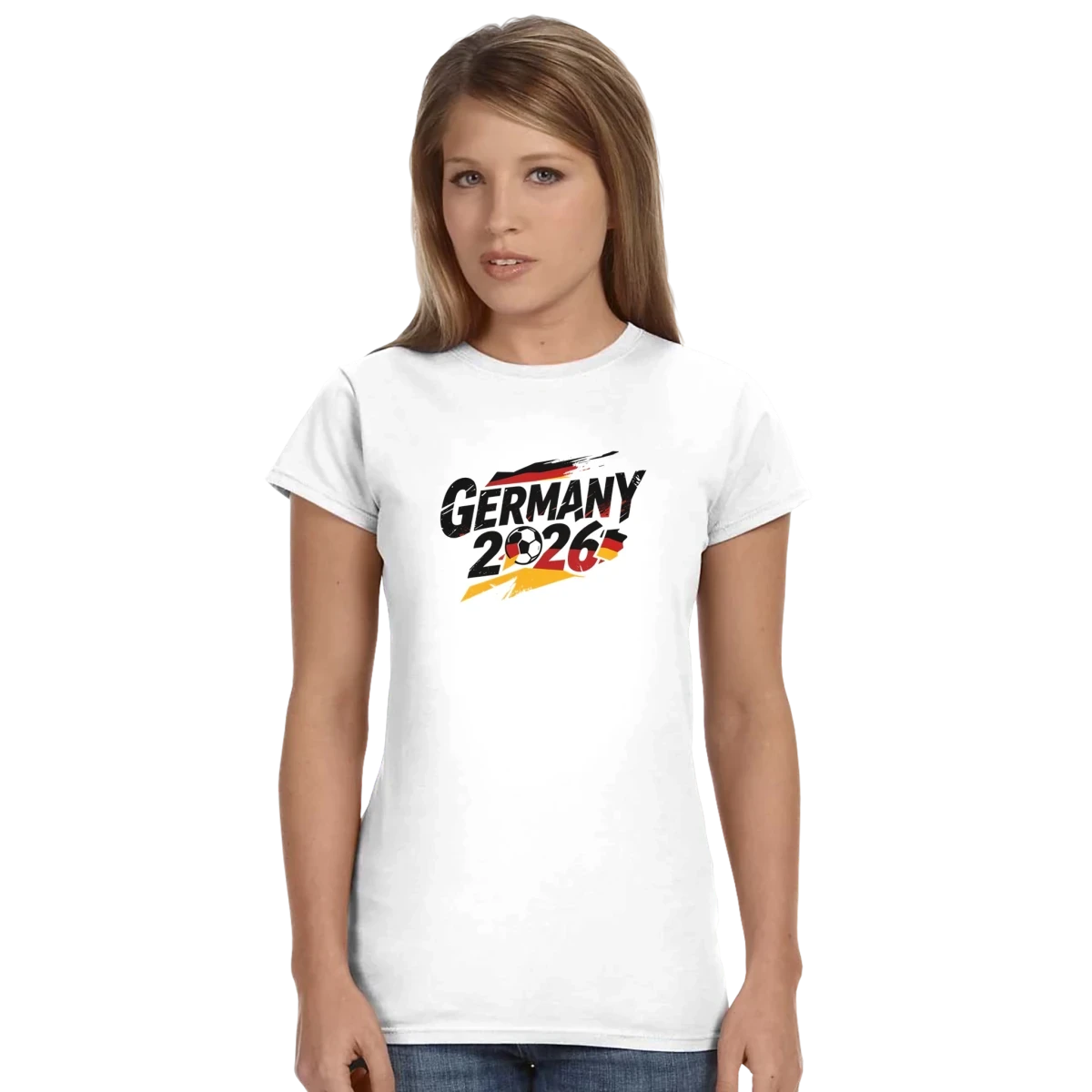 T-shirt Allemagne 2026 - Design Coupe du Monde Football | Maillot Supporters Sélection Nationale pour femme