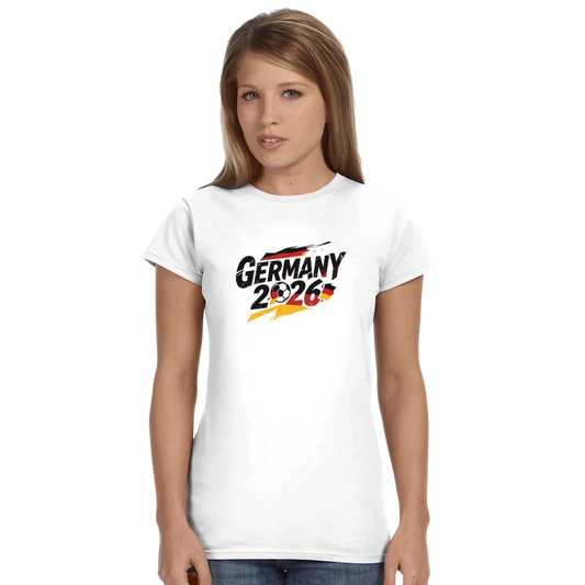 T-shirt Allemagne 2026 - Design Coupe du Monde Football | Maillot Supporters Sélection Nationale pour femme T-shirt - KAWAII FAVIE