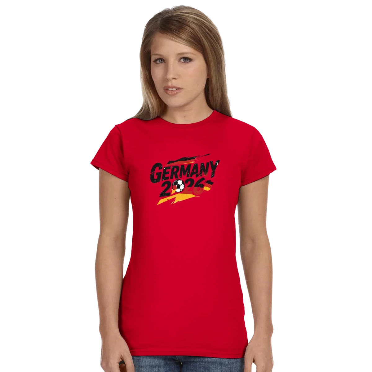 T-shirt Allemagne 2026 - Design Coupe du Monde Football | Maillot Supporters Sélection Nationale pour femme T-shirt - KAWAII FAVIE