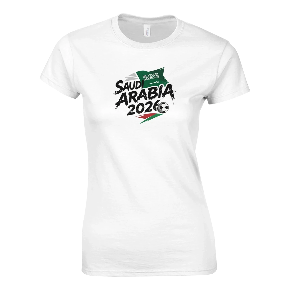 T-shirt Arabie Saoudite 2026 - Design Coupe du Monde Football | Maillot Supporters Sélection Nationale pour femme T-shirt- KAWAII FAVIE