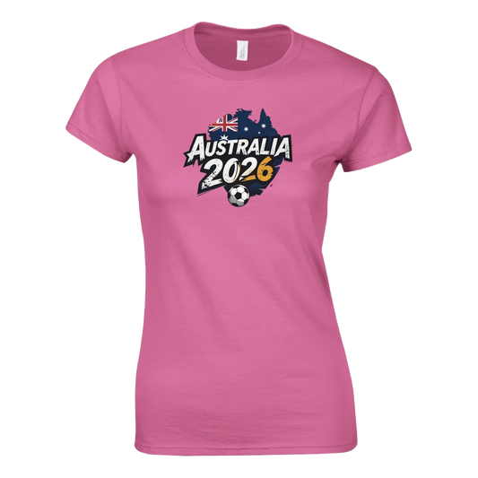 T-shirt Australie 2026 - Design Coupe du Monde Football | Maillot Grunge Supporters Sélection Nationale pour Femme T-shirt- KAWAII FAVIE