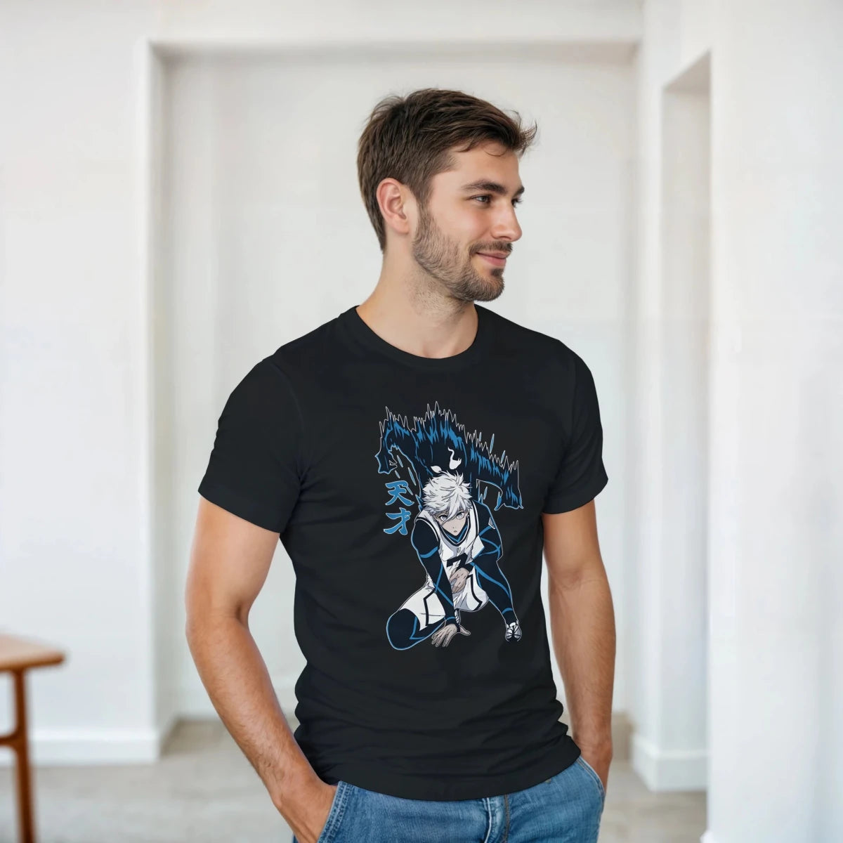 T-shirt Blue Lock | Isagi Yoichi & Kanji « Génie » - Design Détaillé & Dynamique | T-shirt Unisexe Sportif T-shirt - KAWAII FAVIE