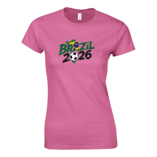 T-shirt Brazil 2026 - Design Coupe du Monde Football | Maillot Supporters Sélection Nationale Femme - 6 Couleurs Vives T-shirt- KAWAII FAVIE