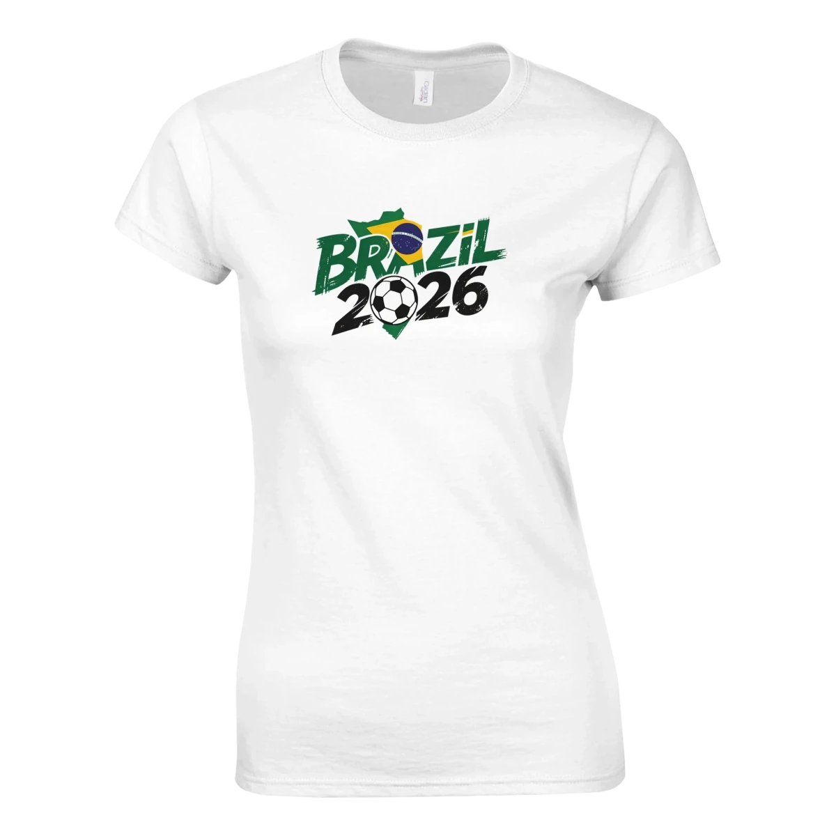 T-shirt Brazil 2026 - Design Coupe du Monde Football | Maillot Supporters Sélection Nationale Femme - 6 Couleurs Vives T-shirt- KAWAII FAVIE