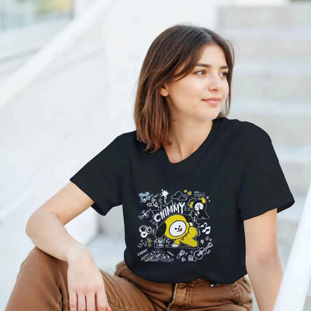 T-shirt BTS BT21 - CHIMMY, l'Esprit Musical de Jimin | Style Fun K-Pop - Unisexe
