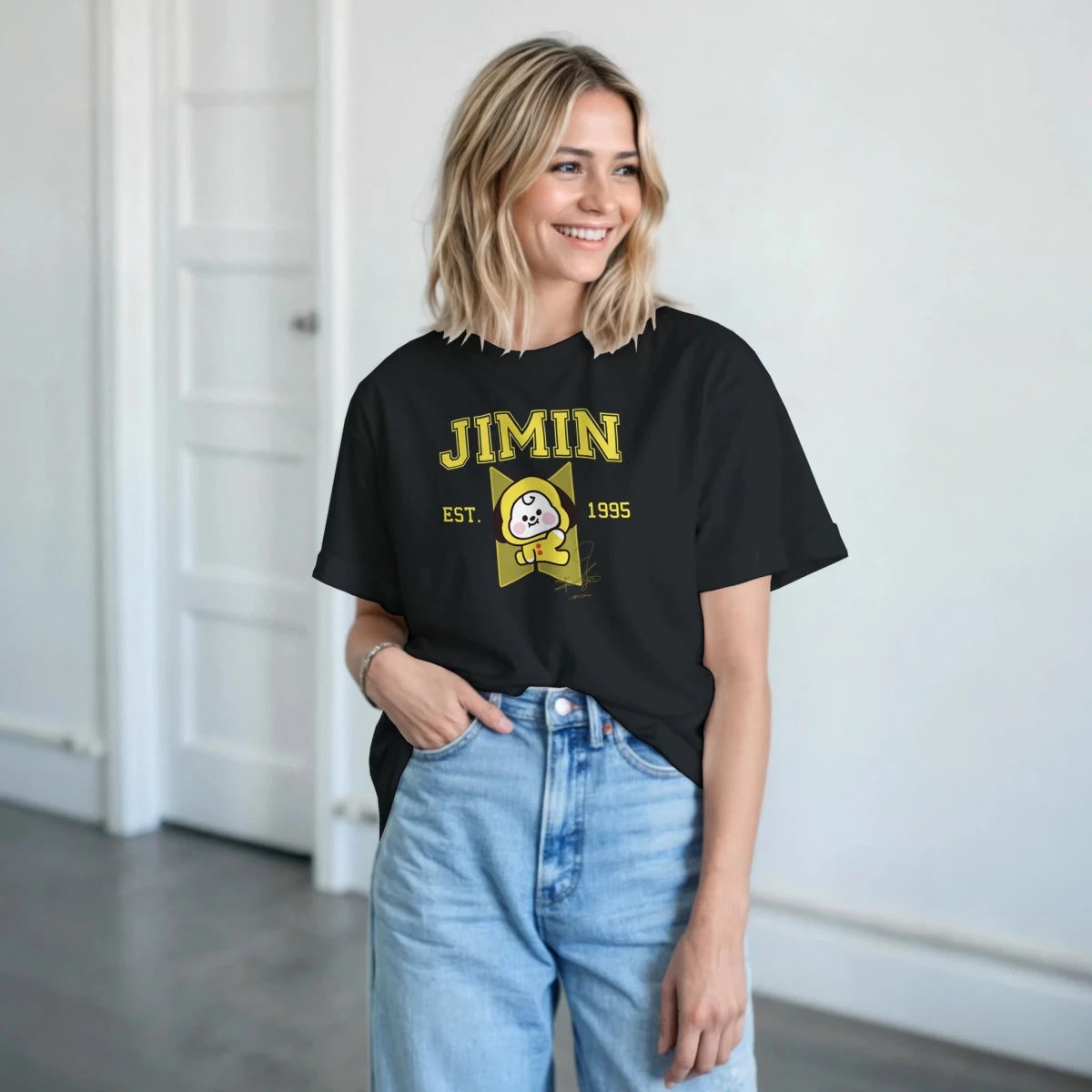 T-shirt BTS BT21 JIMIN & CHIMMY - Design Vintage 1995 | Kpop Officiel Unisexe T-shirt - KAWAII FAVIE