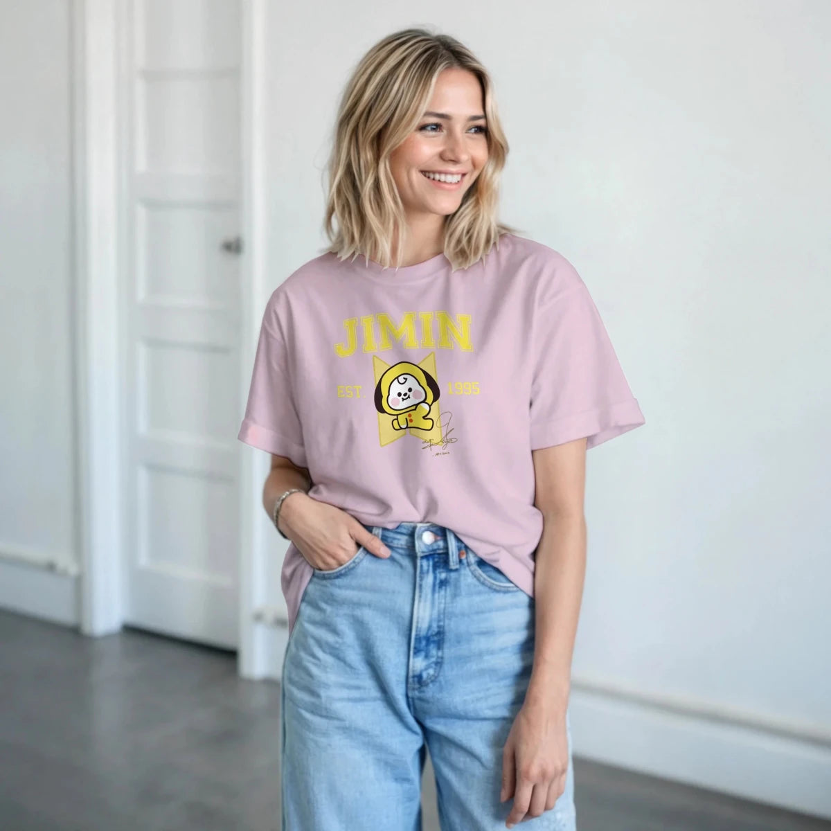 T-shirt BTS BT21 JIMIN & CHIMMY - Design Vintage 1995 | Kpop Officiel Unisexe T-shirt - KAWAII FAVIE