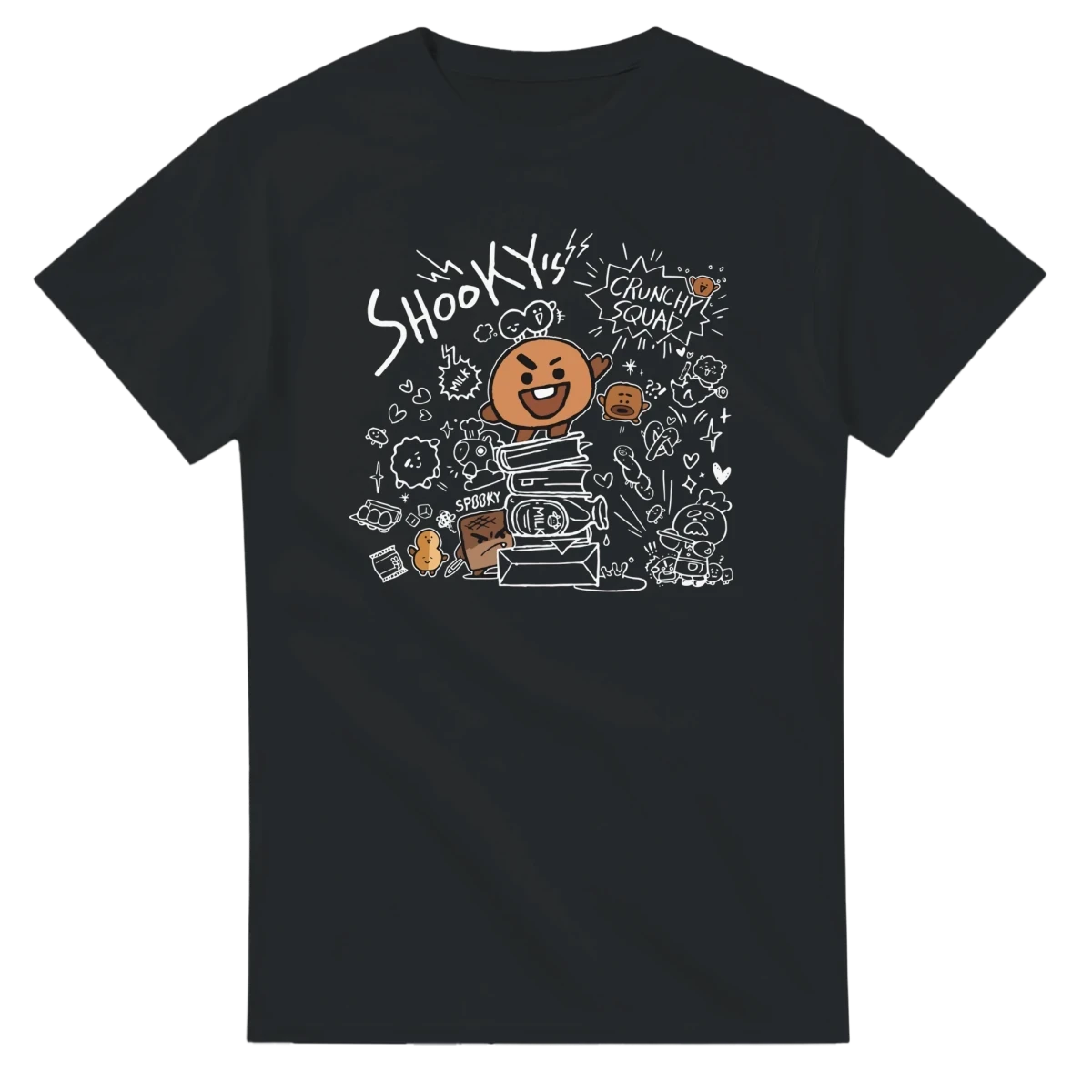 T-shirt BTS BT21 - SHOOKY, le Biscuit Malicieux de SUGA | Design « Crunchy Squad » - Style Fun K-Pop