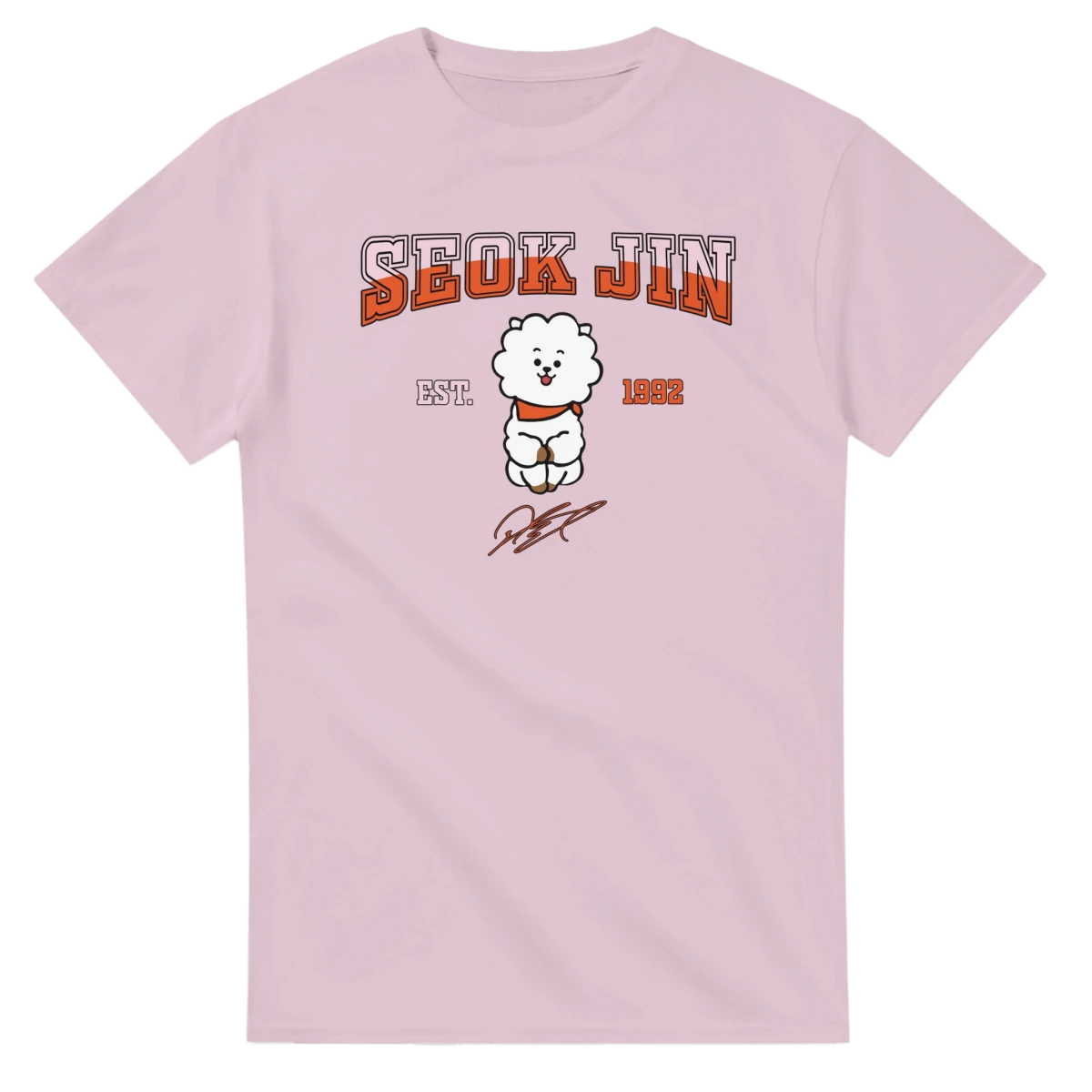 T-shirt BTS Jin RJ Mascotte Vintage | Style Campus EST. 1992 - Design Officiel Collector K - Pop T-shirt - KAWAII FAVIE