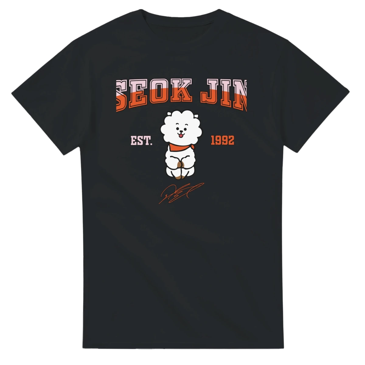 T-shirt BTS Jin RJ Mascotte Vintage | Style Campus EST. 1992 - Design Officiel Collector K - Pop T-shirt - KAWAII FAVIE