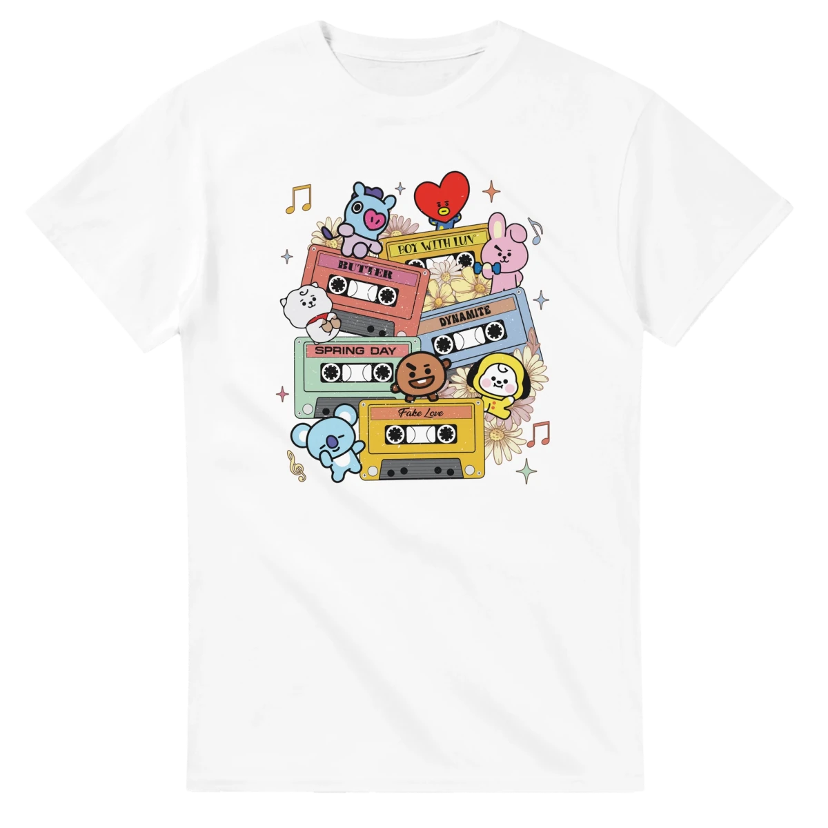 T-shirt BTS K - Pop BT21 & Cassettes Vintage - Design Albums Mythiques - Style Rétro Musical pour Fans T-shirt - KAWAII FAVIE