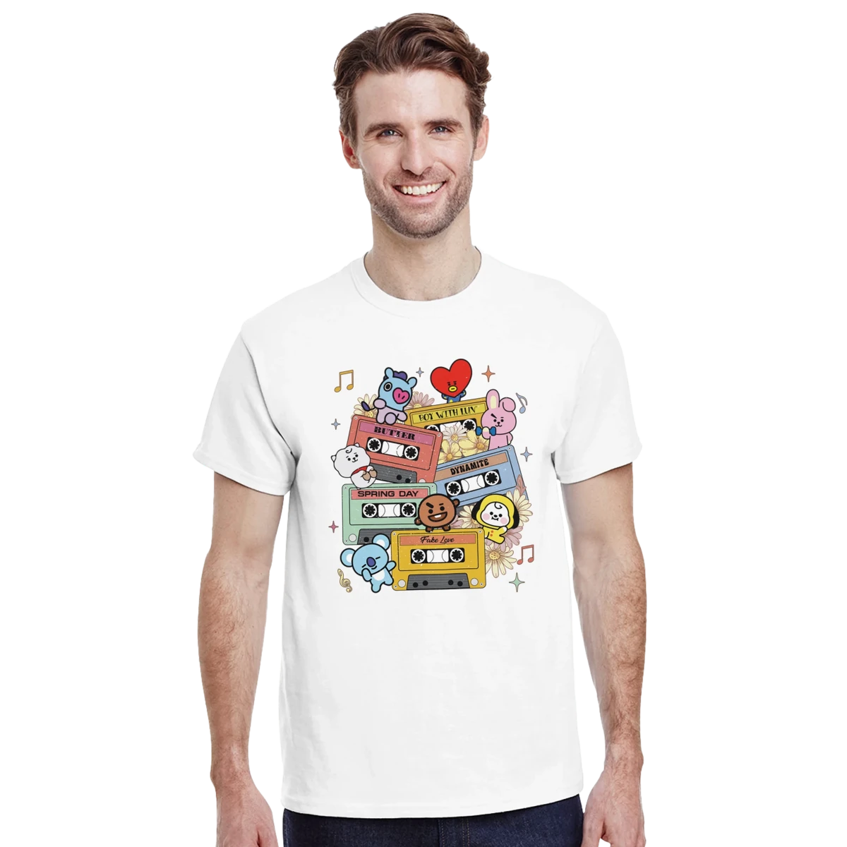 T-shirt BTS K - Pop BT21 & Cassettes Vintage - Design Albums Mythiques - Style Rétro Musical pour Fans T-shirt - KAWAII FAVIE