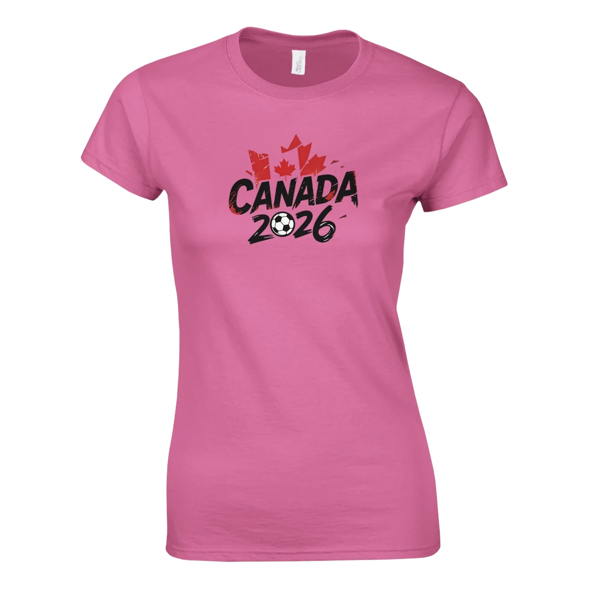 T-shirt Canada 2026 - Design Grunge Coupe du Monde Football | Maillot Supporters Sélection Nationale Femme en 6 Couleurs Vives T-shirt- KAWAII FAVIE