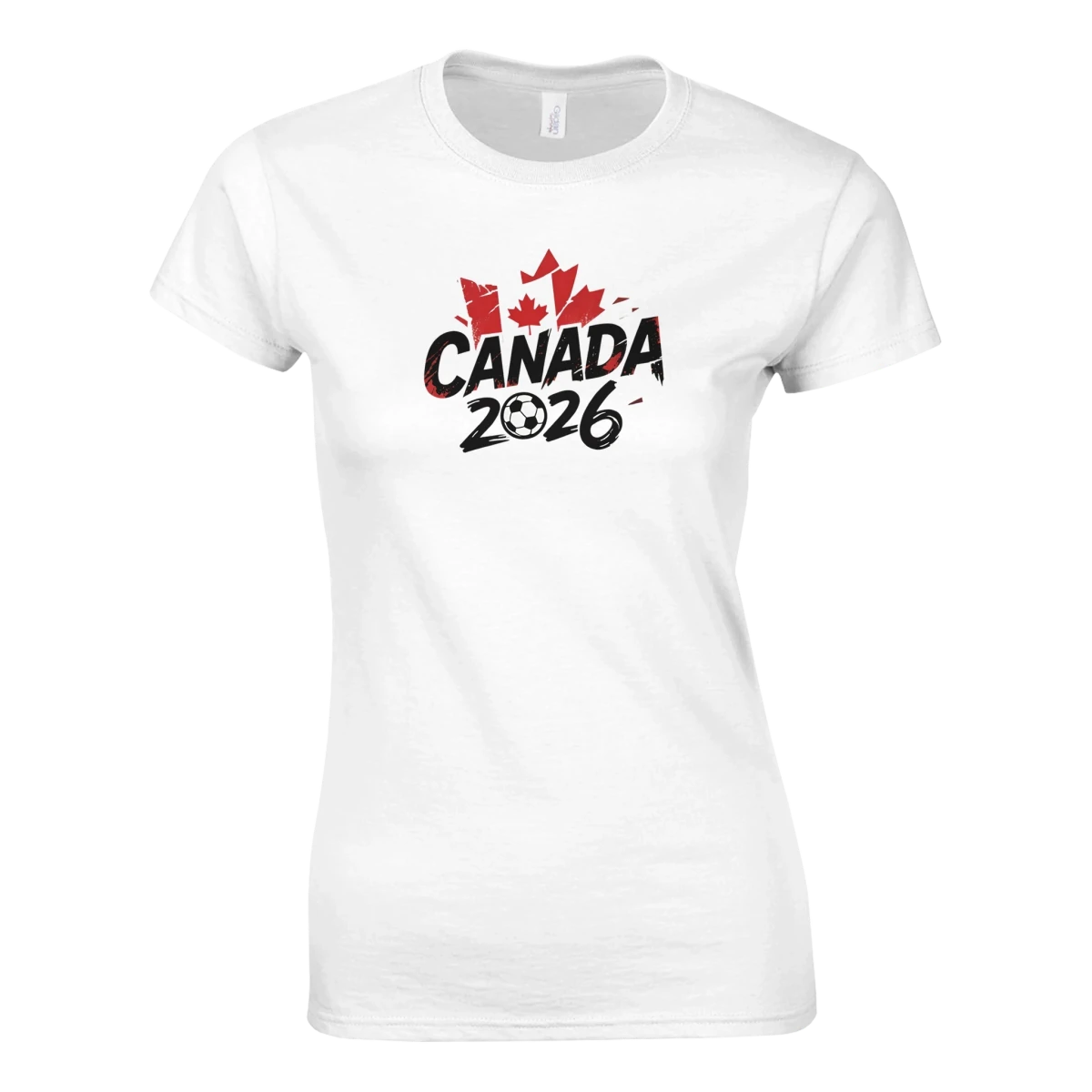 T-shirt Canada 2026 - Design Grunge Coupe du Monde Football | Maillot Supporters Sélection Nationale Femme en 6 Couleurs Vives T-shirt- KAWAII FAVIE
